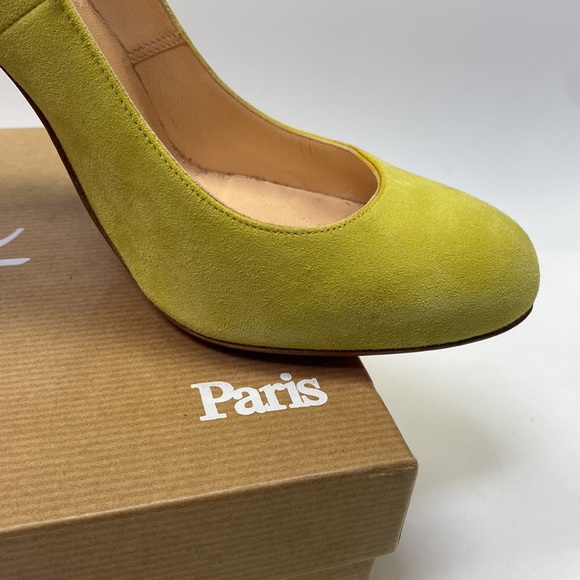 Christian Louboutin Ron Ron Suede lime green / Anis round toe high heeled pumps - Picture 10 of 16